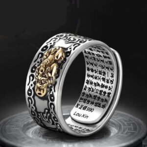 Feng Shui Pixiu Mantra Ring – Wealth & Protection